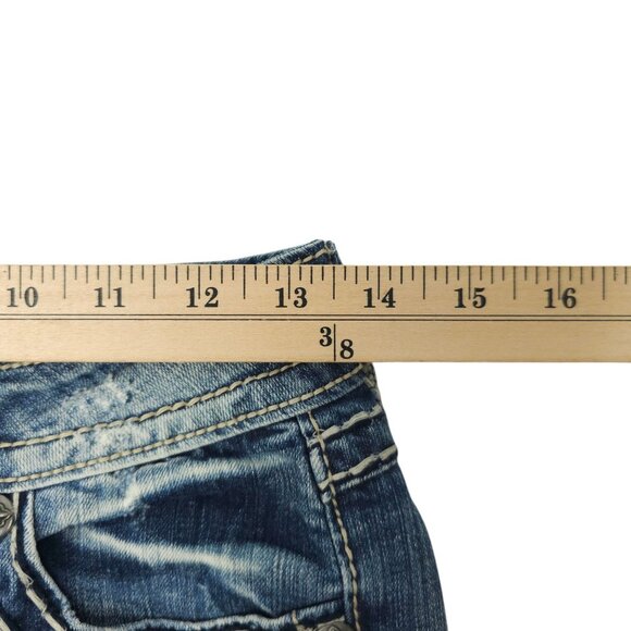 Miss Me Skinny Jeans READ Womens 26 Rhinestone Pockets Low Rise Distressed Denim - Picture 16 of 16